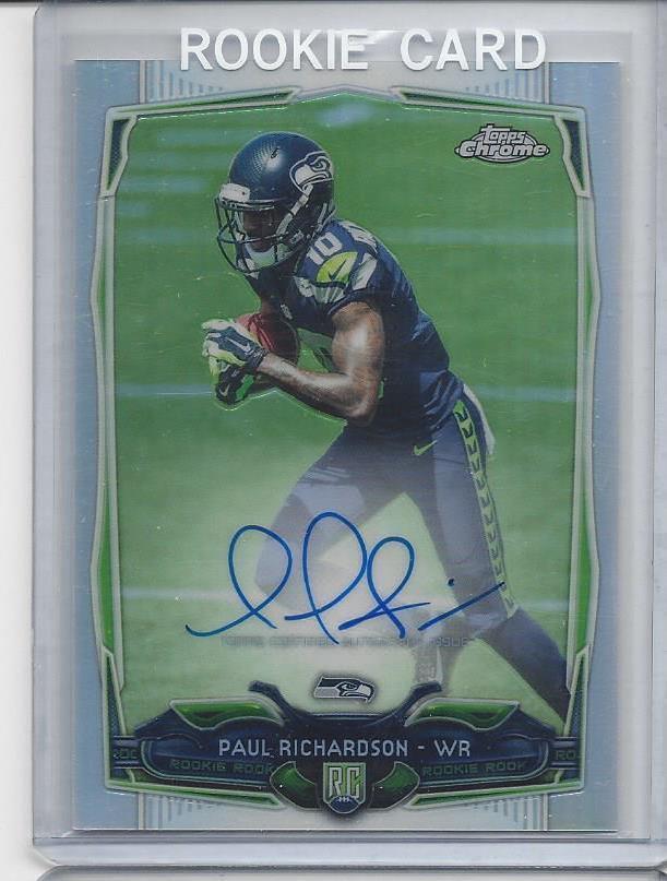 PAUL RICHARDSON 2014 TOPPS CHROME REFRACTOR ON CARD ROOKIE AUTO RC #D 100/150