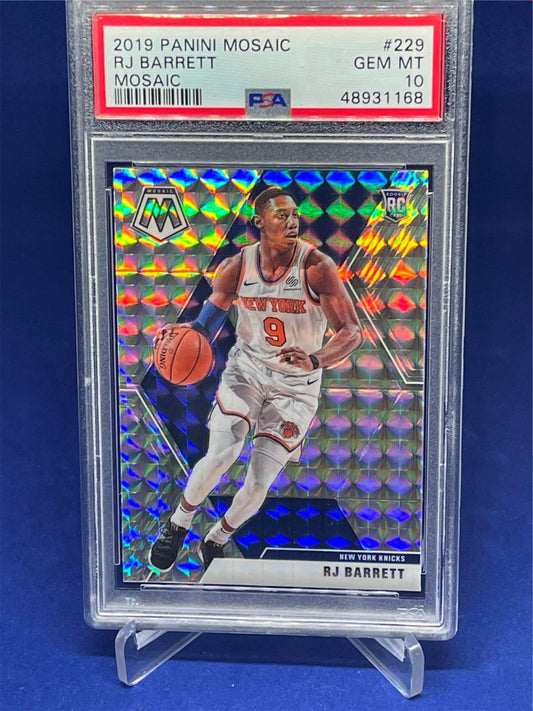 RJ BARRETT 2019-20 PANINI MOSAIC SILVER WAVE PRIZM ROOKIE RC #229 PSA 10