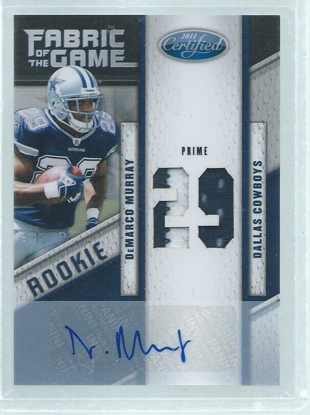 DEMARCO MURRAY 2011 PANINI FABRIC OF THE GAME JSY # PATCH AUTO PRIME RC #D 15/25