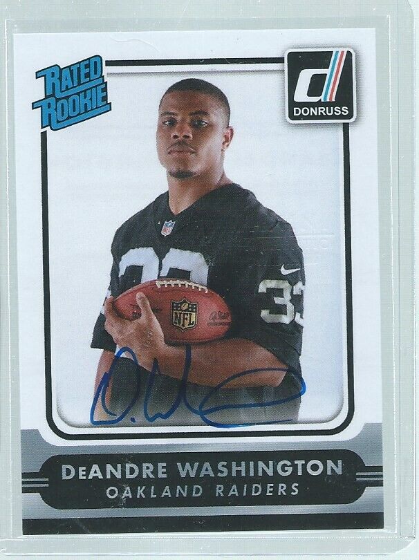 DEANDRE WASHINGTON 2016 PANINI NFLPA ROOKIE PREMIERE RATED ROOKIE ONCARD AUTO RC