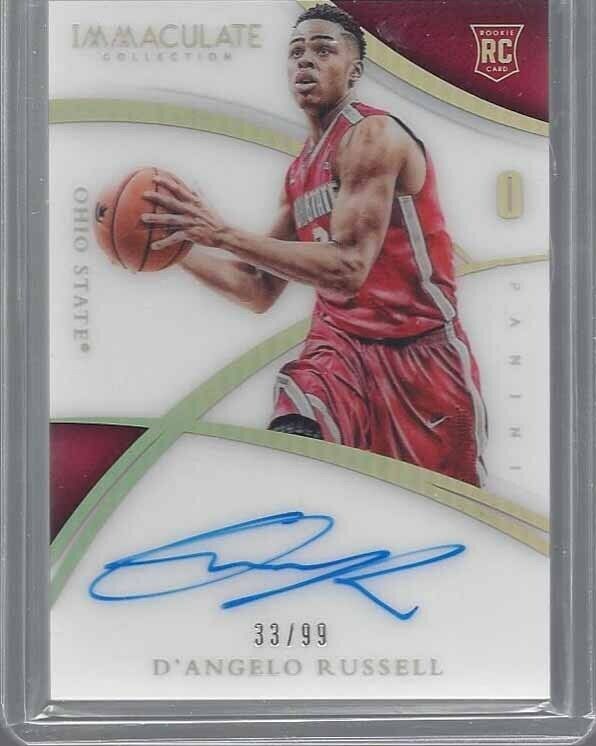 D'ANGELO RUSSELL 2015 IMMACULATE ACETATE SILVER HOLO ON CARD AUTO RC #D 33/99