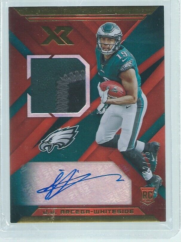 J.J. ARCEGA-WHITESIDE 2019 PANINI XR 3 COLOR PATCH AUTO RED RC #D 22/25