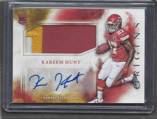KAREEM HUNT 2017 PANINI ORIGINS RPA CHIEFS 3 COLOR ROOKIE PATCH AUTO RC #116