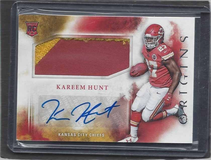 KAREEM HUNT 2017 PANINI ORIGINS RPA CHIEFS 3 COLOR ROOKIE PATCH AUTO RC #116