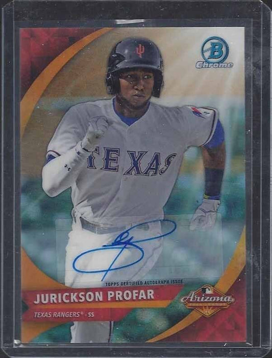JURICKSON PROFAR 2016 BOWMAN CHROME ARIZONA FALL ORANGE REFRACTOR AUTO #D 8/75