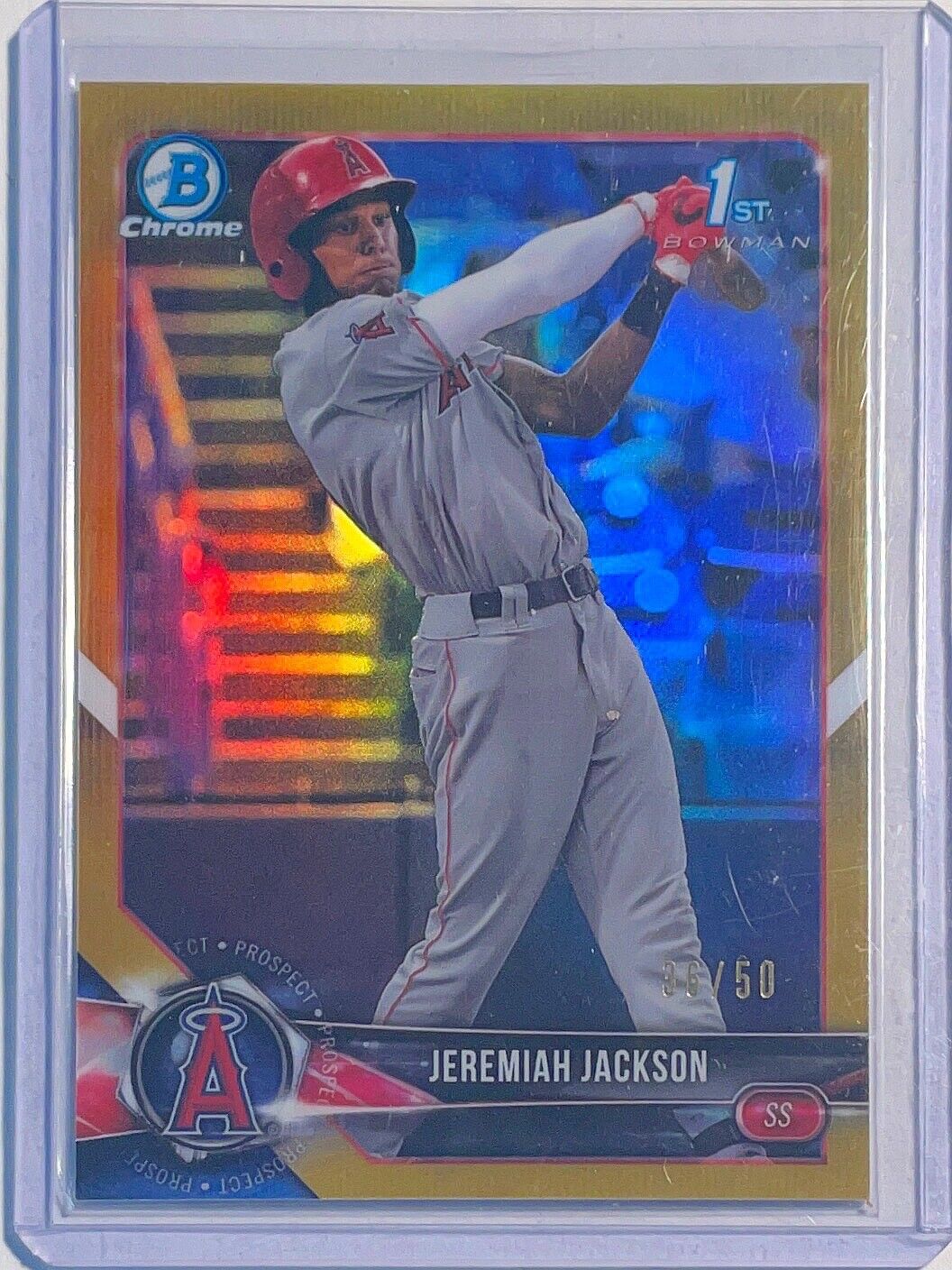 JEREMIAH JACKSON 2018 BOWMAN CHROME 1ST PROSPECT GOLD REFRACTOR #D 36/50