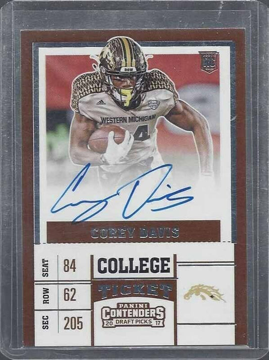 COREY DAVIS 2017 PANINI CONTENDERS ON CARD COLLEGE TICKET ROOKIE AUTO RC #119