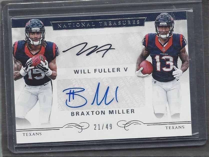 WILL FULLER BRAXTON MILLER 2016 NATIONAL TREASURES TEXANS DUAL AUTO RC #D /49