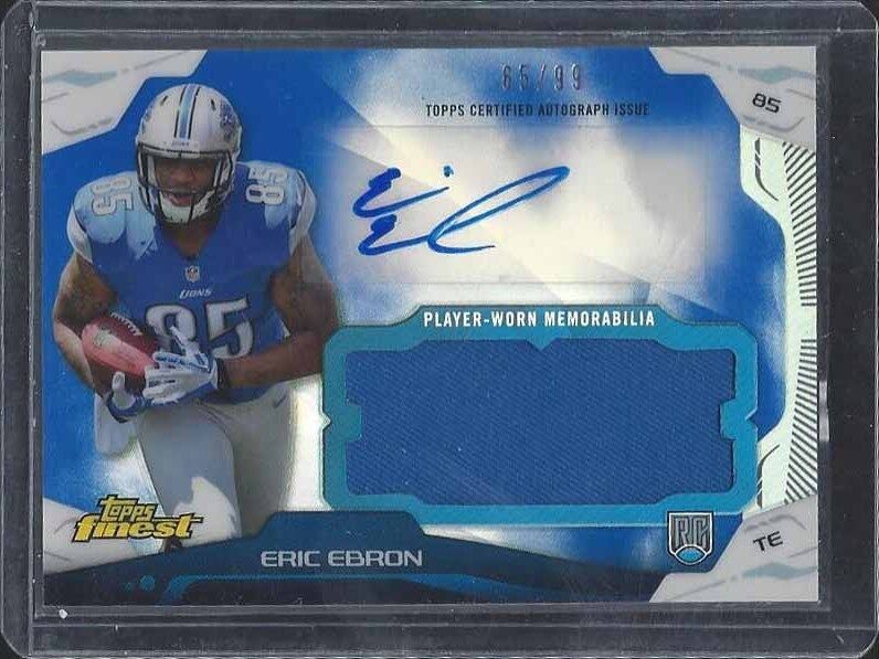ERIC EBRON 2014 FINEST JUMBO ROOKIE JERSEY BLUE REFRACTOR AUTO RC #D 65/99