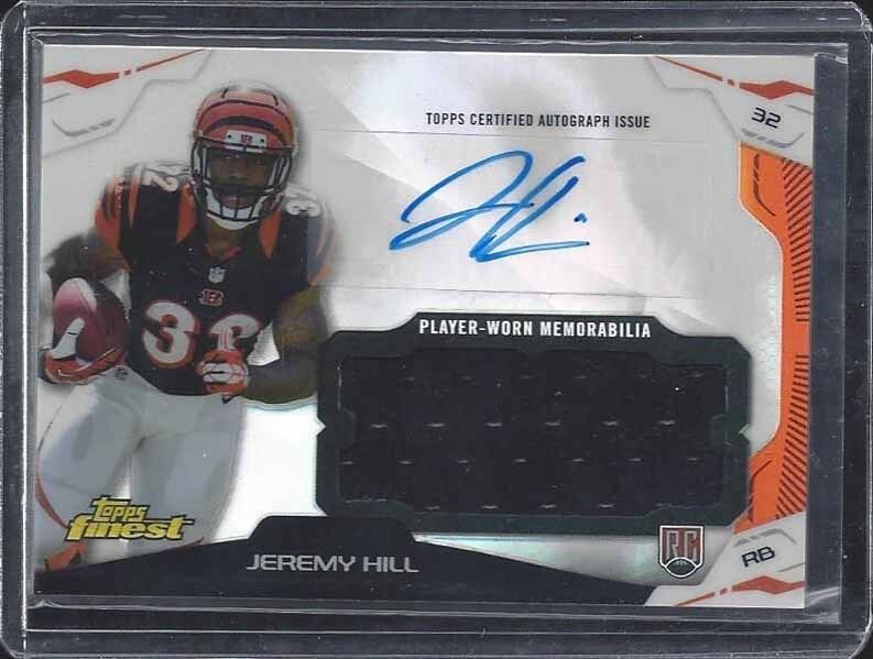 JEREMY HILL 2014 TOPPS FINEST BENGALS JUMBO JERSEY REFRACTOR ROOKIE AUTO RC