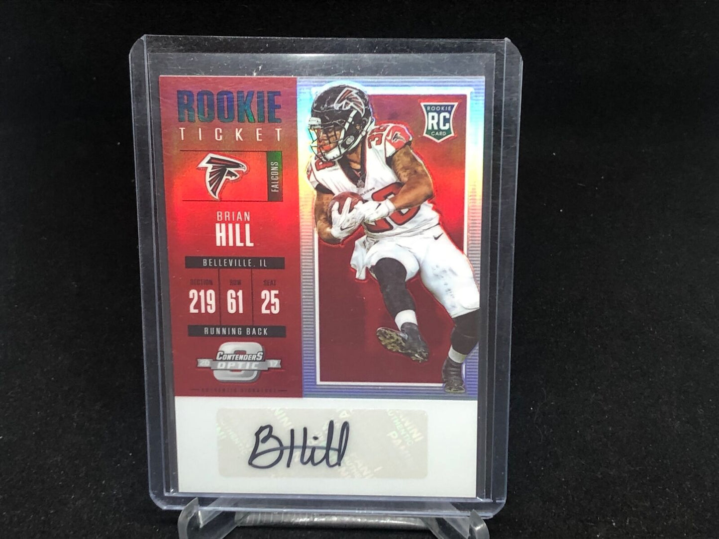 BRIAN HILL 2017 PANINI CONTENDERS OPTIC ROOKIE TICKET RED PRIZM AUTO RC #D 48/75
