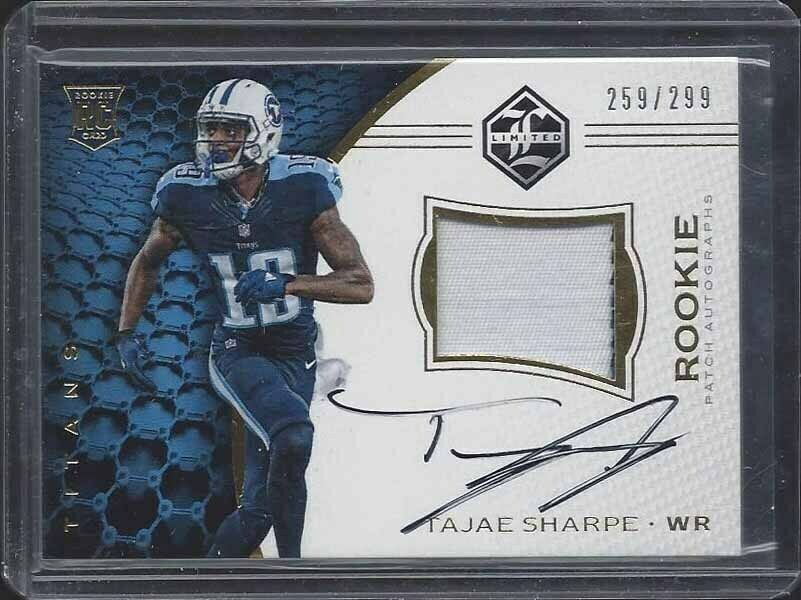 TAJAE SHARPE 2016 PANINI LIMITED RPA TITANS ROOKIE PATCH AUTO RC #D /299