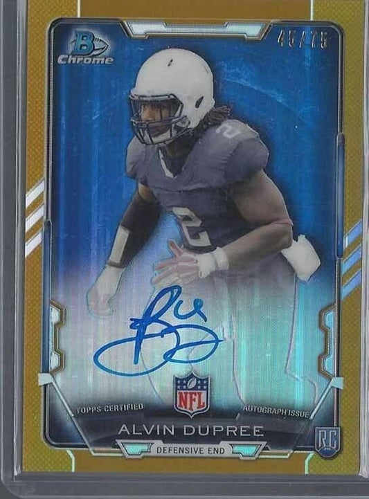 BUD DUPREE 2015 BOWMAN CHROME GOLD REFRACTOR ON CARD AUTO RC #D 45/75