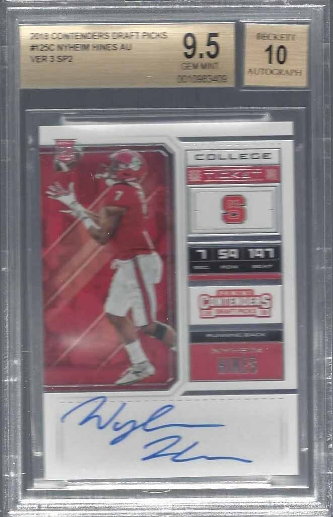 NYHEIM HINES 2018 CONTENDERS SP C VARIATION SP2 ON CARD AUTO RC BGS 9.5 10 POP 2