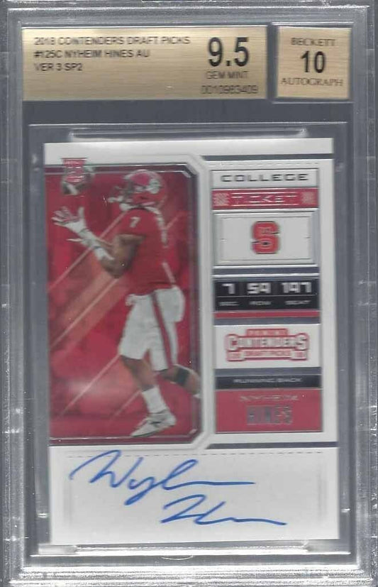 NYHEIM HINES 2018 CONTENDERS SP C VARIATION SP2 ON CARD AUTO RC BGS 9.5 10 POP 2