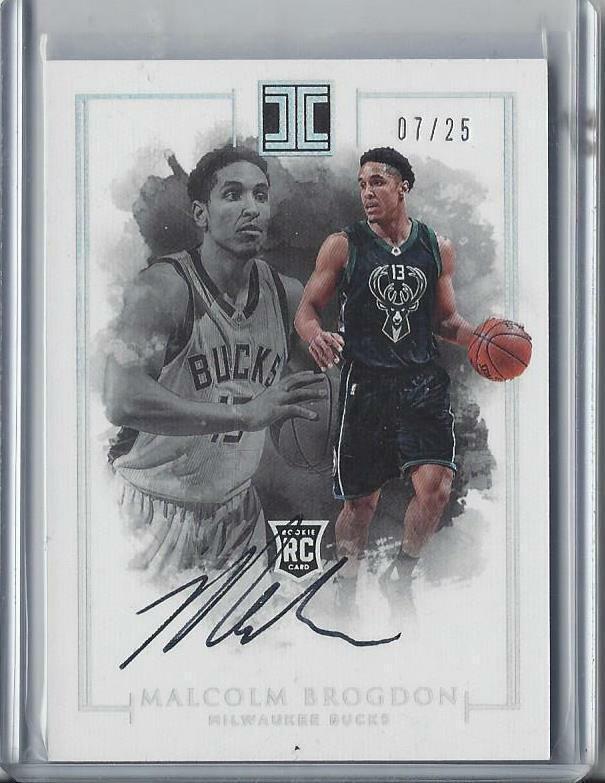 1/1 MALCOLM BROGDON 2016-17 IMPECCABLE ON CARD AUTO RC #D 7/25 JERSEY NUMBER #7!