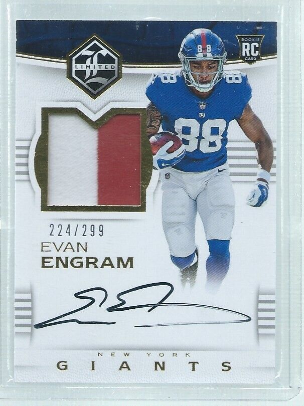 EVAN ENGRAM 2017 PANINI LIMITED 2 COLOR PATCH ON CARD AUTO RC #D 224/229