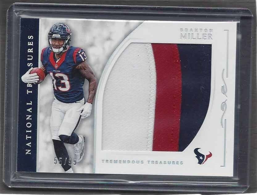 BRAXTON MILLER 2016 NATIONAL TREASURES TREMENDOUS JUMBO 3 COLOR PATCH RC #D /99