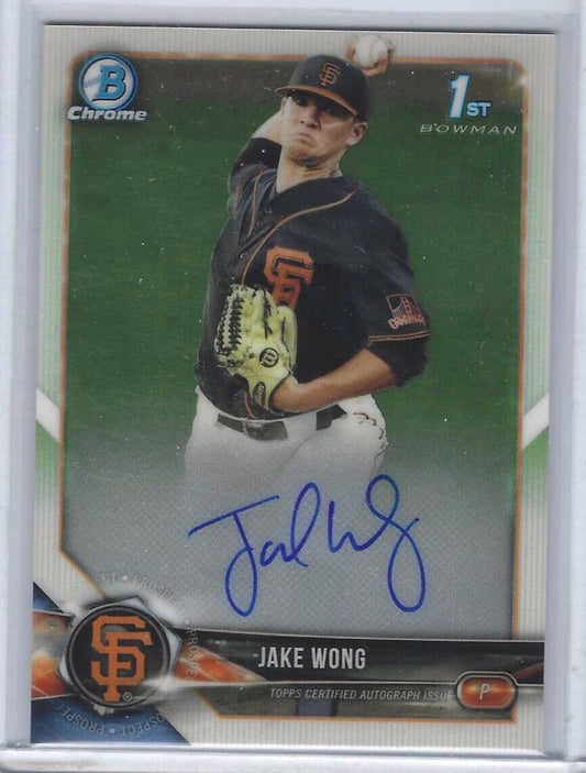 JAKE WONG 2018 BOWMAN CHROME 1ST PROSPECT ON CARD AUTO #CDA-JW