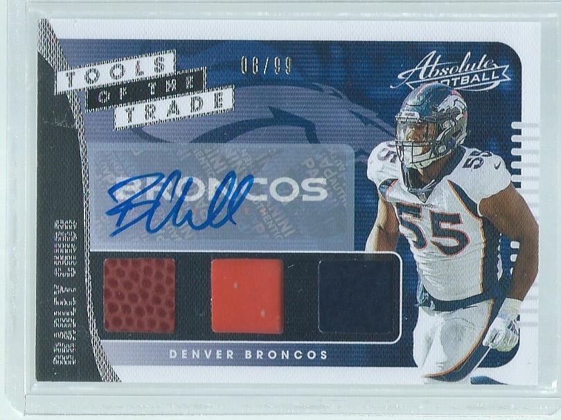 BRADLEY CHUBB 2019 PANINI ABSOLUTE TOOLS OF THE TRADE TRIPLE JERSEY AUTO #D 8/99