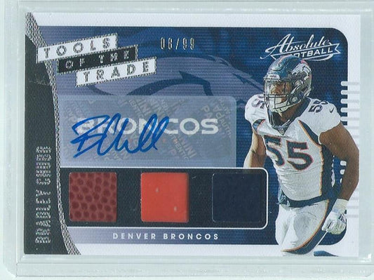 BRADLEY CHUBB 2019 PANINI ABSOLUTE TOOLS OF THE TRADE TRIPLE JERSEY AUTO #D 8/99