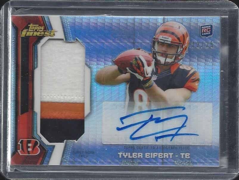 TYLER EIFERT 2013 FINEST PRISM REFRACTOR RPA JUMBO 3 CLR PATCH AUTO RC #D 12/25