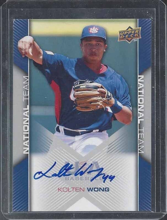 KOLTEN WONG 2009 UPPER DECK USA NATIONAL TEAM CARDINALS PROSPECT ON CARD AUTO