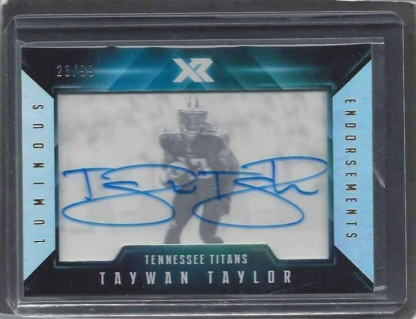 TAYWAN TAYLOR 2017 PANINI XR LUMINOUS ENDORSEMENTS ON CARD AUTO RC #D 23/99