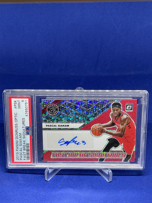 PASCAL SIAKAM 2019-20 PANINI DONRUSS OPTIC FAST BREAK SIG PRIZM AUTO PSA 9 MINT