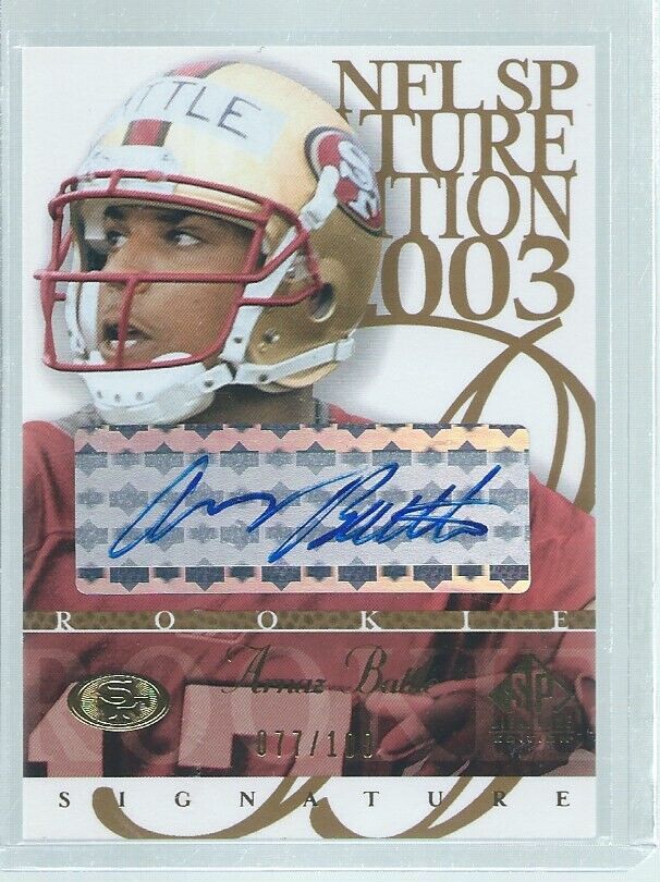 ARNAZ BATTLE 2003 UD SP SIGNATURE EDITION GOLD AUTO RC #D 77/100