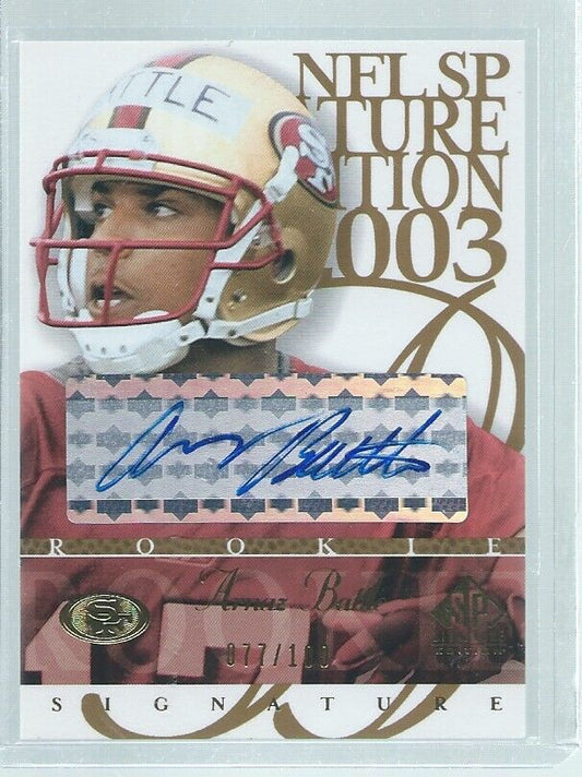 ARNAZ BATTLE 2003 UD SP SIGNATURE EDITION GOLD AUTO RC #D 77/100
