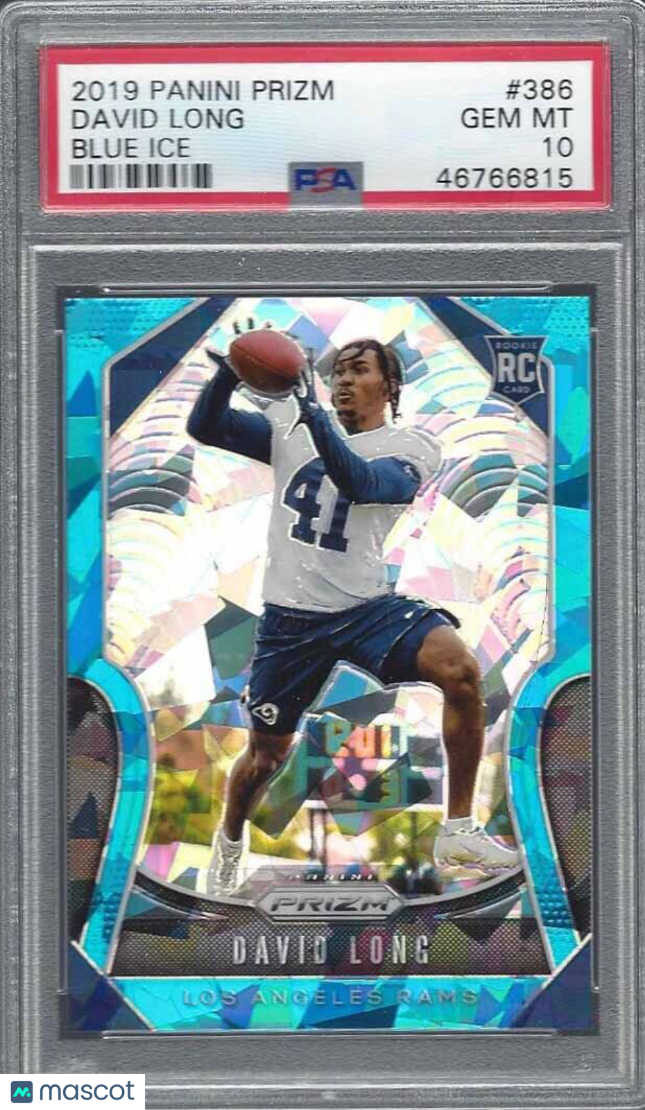 DAVID LONG 2019 PANINI PRIZM BLUE ICE PRIZMS RC #D 48/99 PSA 10 GEM MINT POP 1/1