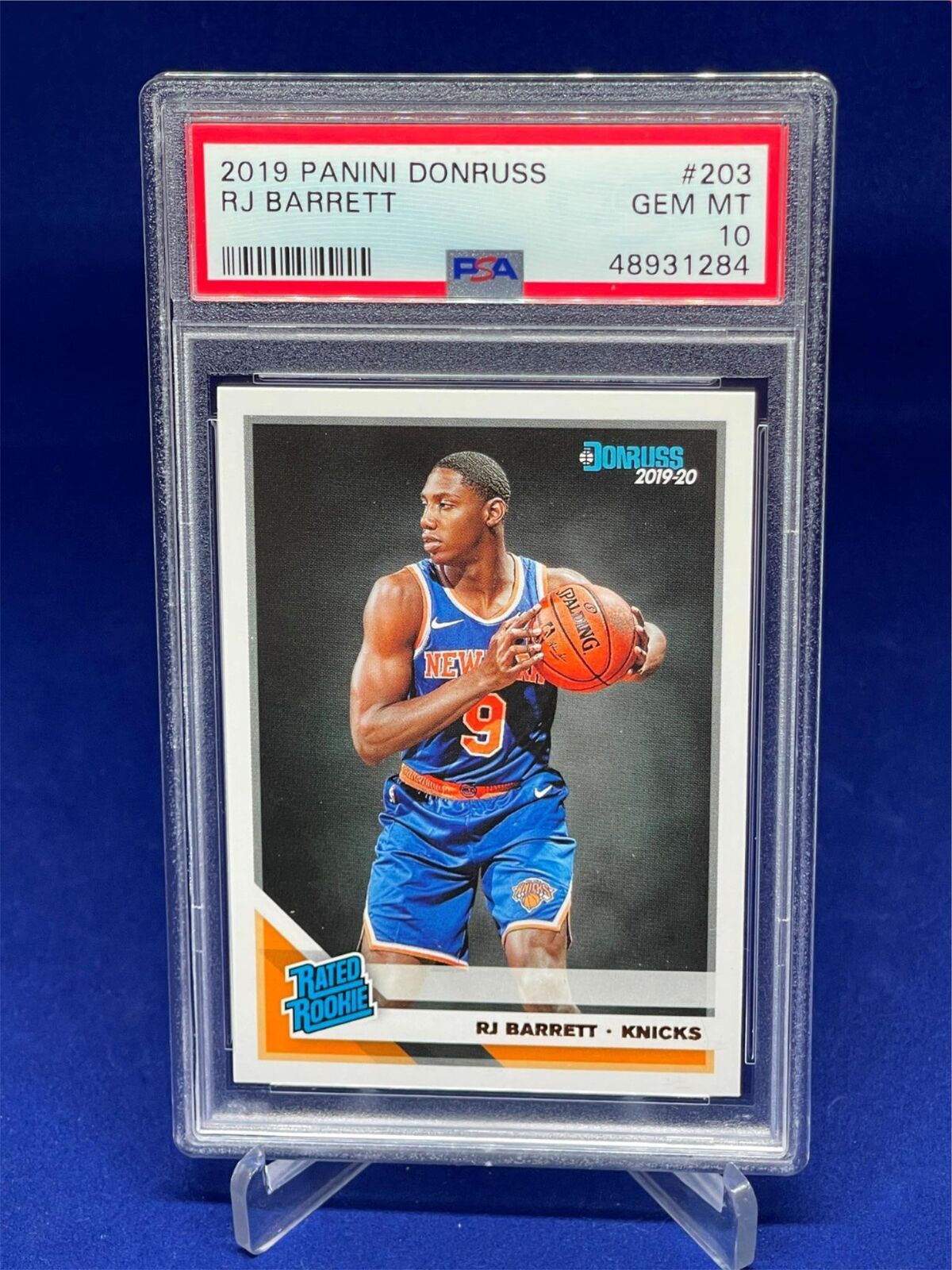 RJ BARRETT 2019-20 PANINI DONRUSS RATED ROOKIE RC #203 PSA 10