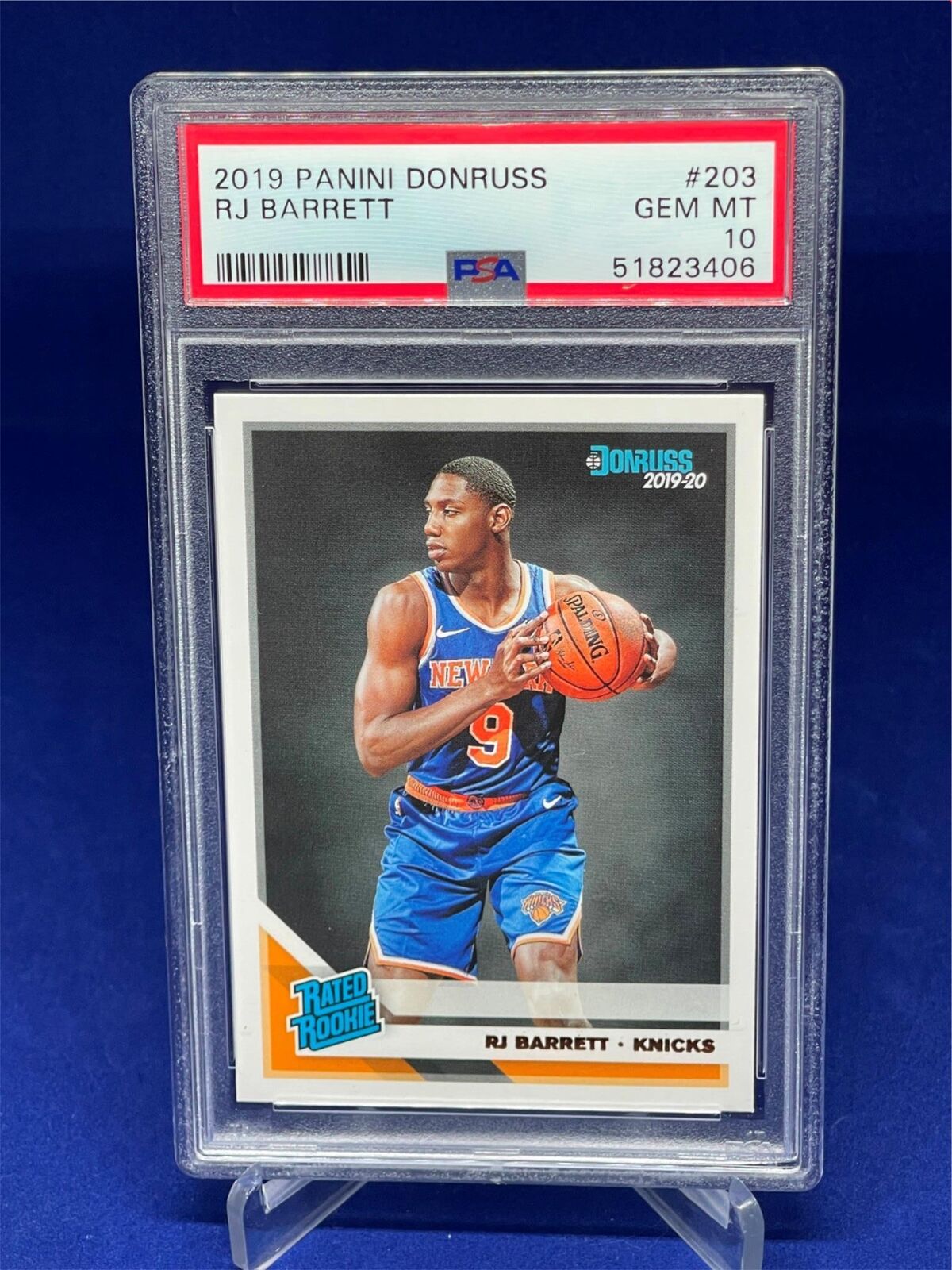 RJ BARRETT 2019-20 PANINI DONRUSS RATED ROOKIE RC #203 PSA 10