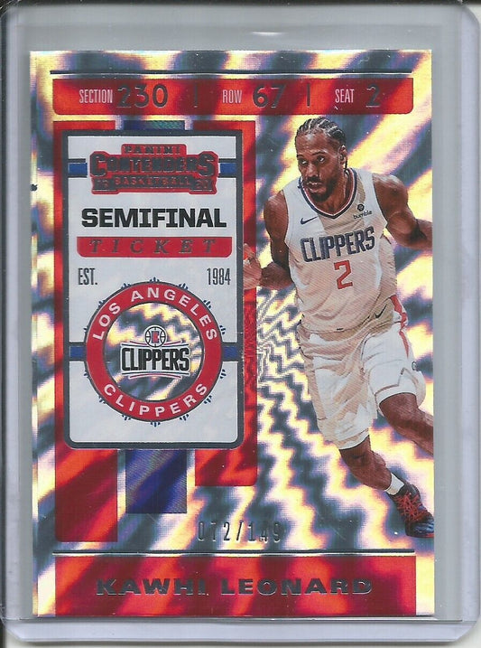 KAWHI LEONARD 2019-20 PANINI CONTENDERS SEMIFINAL TICKET #D 72/149 CARD 55
