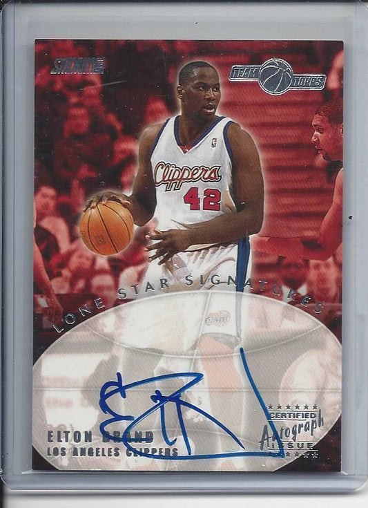 ELTON BRAND 2001-02 TOPPS STADIUM CLUB LONE STAR SIGNATURES ON CARD AUTO