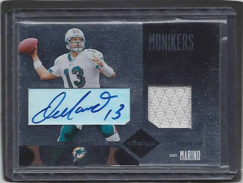 1/1 DAN MARINO 2004 LEAF LIMITED MONIKERS JERSEY AUTO #D 13/15 HIS JERSEY #13 !!