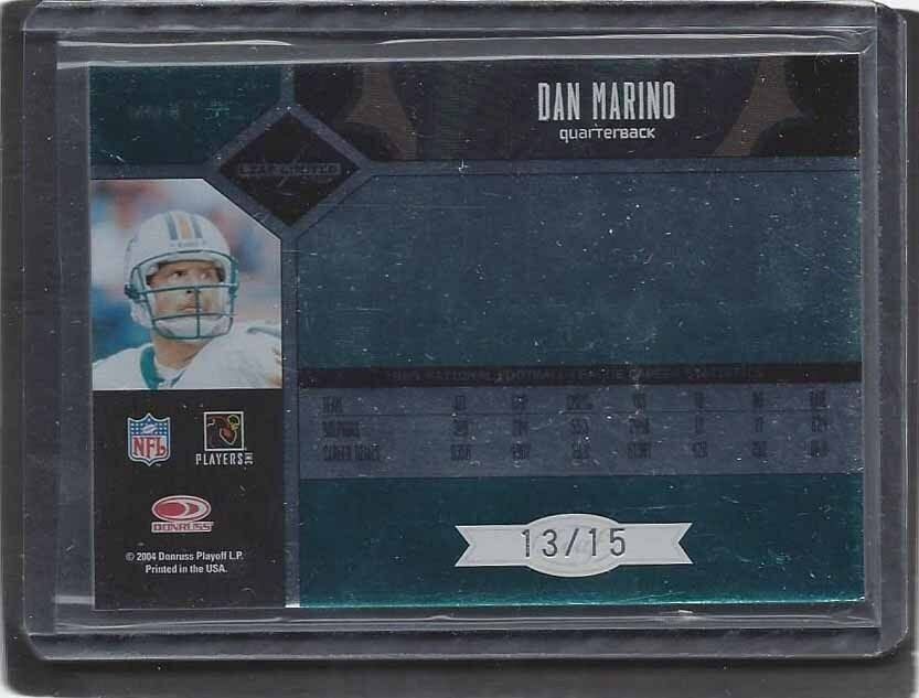 1/1 DAN MARINO 2004 LEAF LIMITED MONIKERS JERSEY AUTO #D 13/15 HIS JERSEY #13 !!