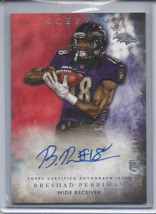 BRESHAD PERRIMAN 2015 TOPPS INCEPTION RED PARALLEL ON CARD ROOKIE AUTO RC #D /75