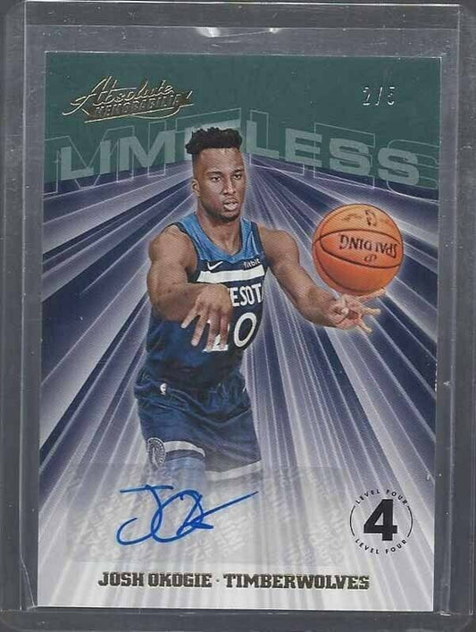 JOSH OKOGIE 2018-19 ABSOLUTE LIMITLESS GREEN LEVEL 4 ROOKIE AUTO RC #D 2/5