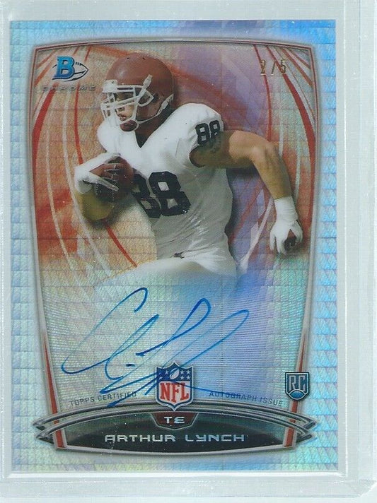 ARTHUR LYNCH 2014 TOPPS BOWMAN CHROME ON CARD AUTO PRISM REFRACTOR RC #D 2/5