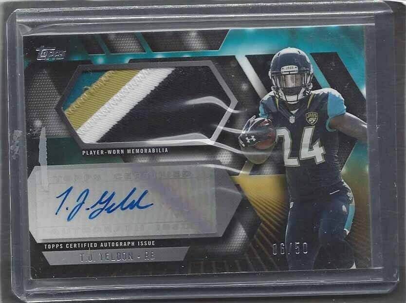 T.J. YELDON 2015 TOPPS RPA 4 COLOR JUMBO ROOKIE PATCH AUTO RC #D 6/50