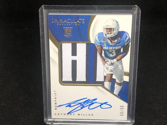 ANTHONY MILLER 2018 IMMACULATE COLLEGIATE 3 CLR PATCH ON CARD AUTO RC #D 8/99