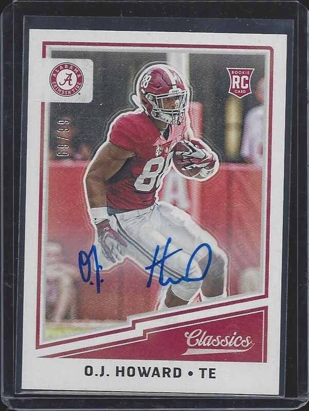 O.J HOWARD 2017 CLASSICS BUCS ALABAMA CRIMSON TIDE ROOKIE AUTO RC #D 69/99