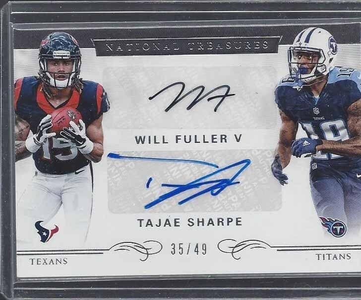WILL FULLER V / TAJAE SHARPE 2016 NATIONAL TREASURES DUAL ROOKIE AUTO RC #D /49