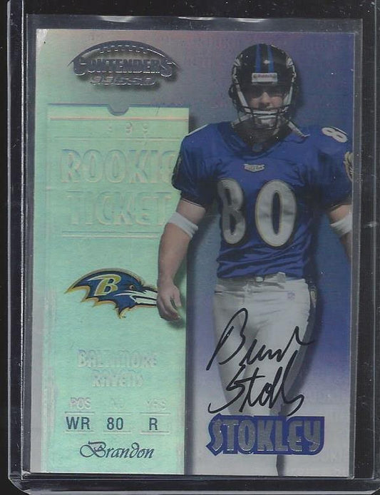 BRANDON STOKLEY 1999 PLAYOFF CONTENDERS SSD ROOKIE TICKET ON CARD AUTO RC #148