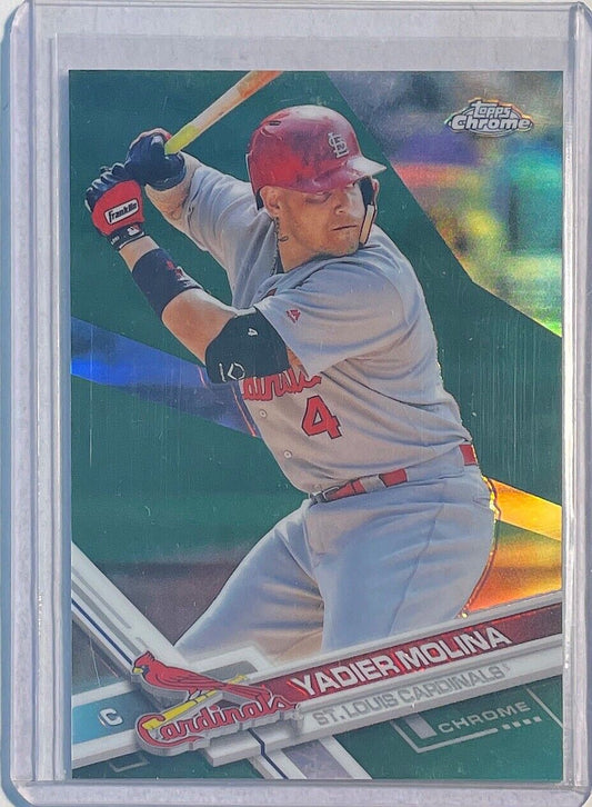 YADIER MOLINA 2017 TOPPS CHROME GREEN CHROME REFRACTOR #D 56/99