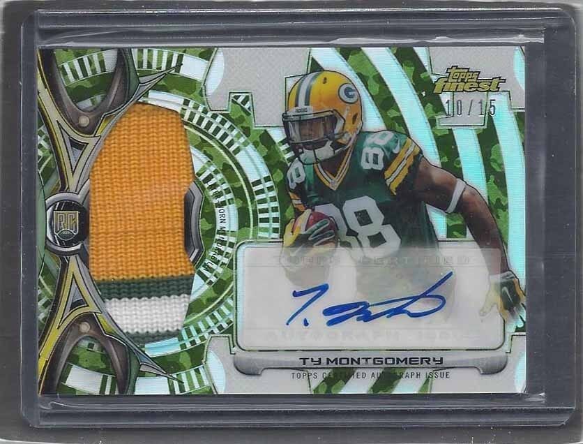 TY MONTGOMERY 2015 TOPPS FINEST CAMO REFRACTOR JUMBO 3 CLR PATCH AUTO RC #D /15