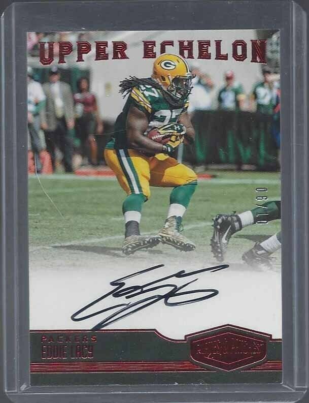 EDDIE LACY 2016 PLATES & PATCHES UPPER ECHELON RED PACKERS ON CARD AUTO #D 6/10