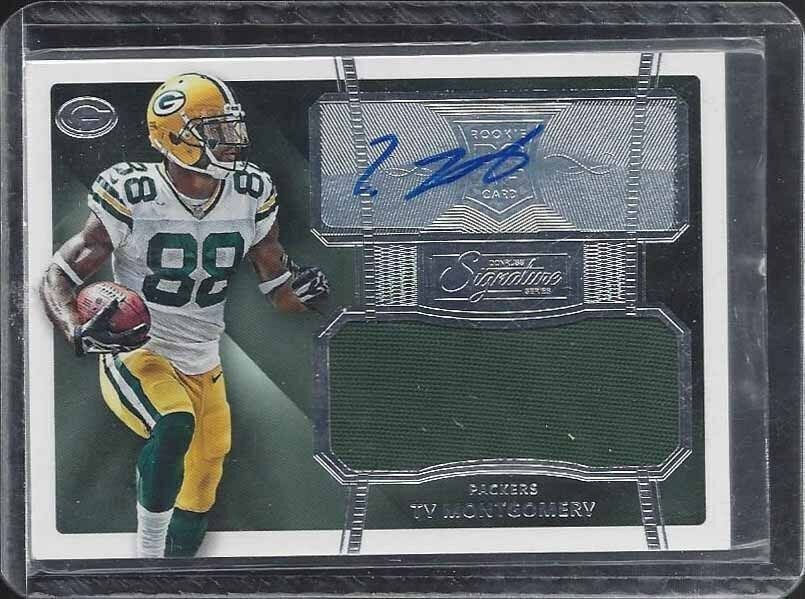 TY MONTGOMERY 2015 DONRUSS SIGNATURE SERIES PACKERS ROOKIE JERSEY AUTO RC #467